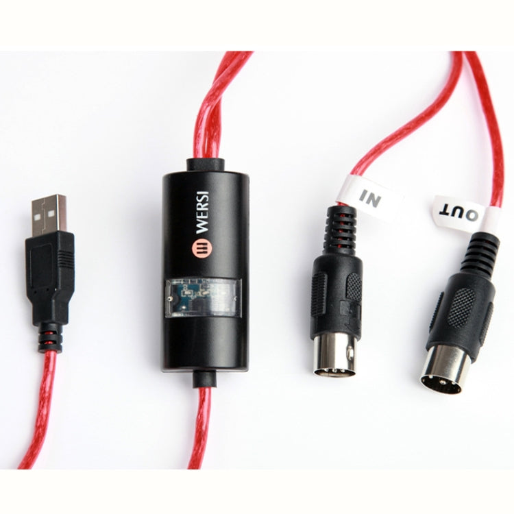 WERSI UM-18 USB MIDI Cable MidiPort Midi Cable Electric Piano Electronic Drum Music Editing Line, Length: 2m