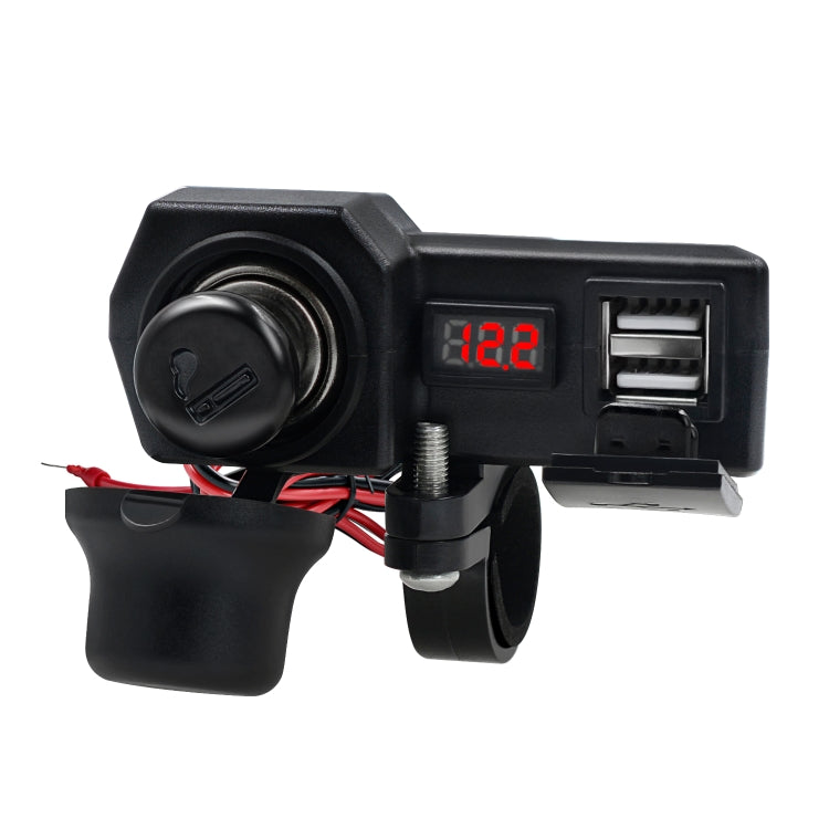 CS-1072B1 Motorcycle Dual USB Charger + Voltmeter with Cigarette Lighter & Cigarette Butts