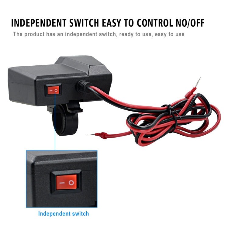 CS-1072B1 Motorcycle Dual USB Charger + Voltmeter with Cigarette Lighter & Cigarette Butts
