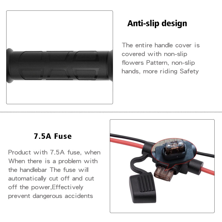 WUPP ZH-983C1 Motorcycle Modified Intelligent Electric Heating Hand Cover Heated Grip Handlebar with Three Gear Temperature Control