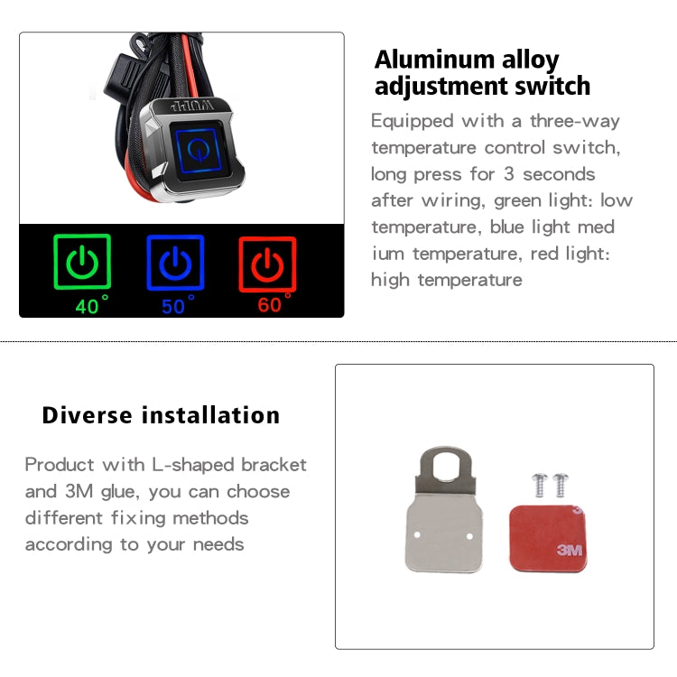 WUPP ZH-983C1 Motorcycle Modified Intelligent Electric Heating Hand Cover Heated Grip Handlebar with Three Gear Temperature Control