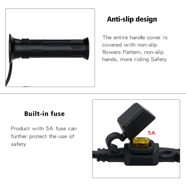 WUPP CS-990A1 Motorcycle Modified Intelligent Electric Heating Hand Cover Heated Grip Handlebar with Five Gear Temperature Control & Five Colors Indicator
