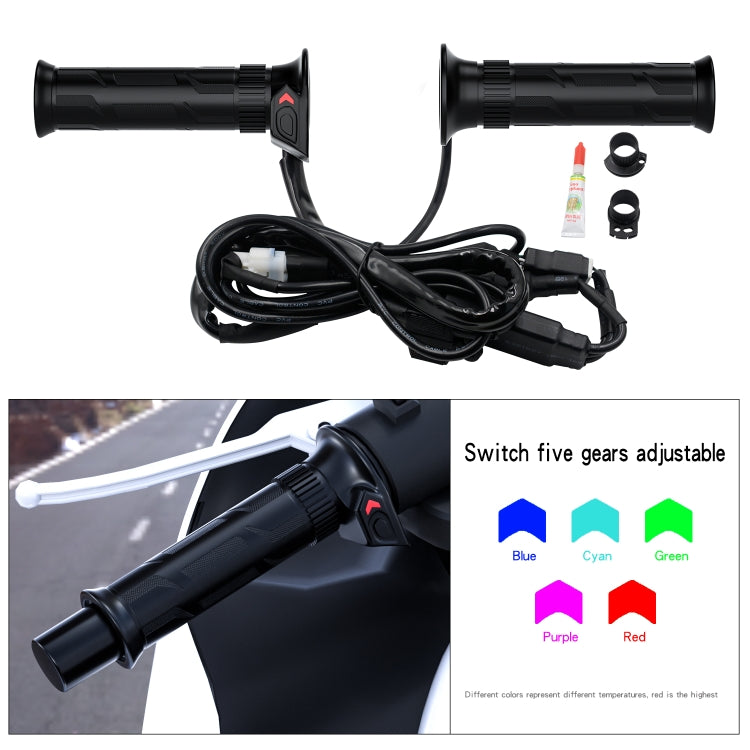 WUPP CS-990A1 Motorcycle Modified Intelligent Electric Heating Hand Cover Heated Grip Handlebar with Five Gear Temperature Control & Five Colors Indicator
