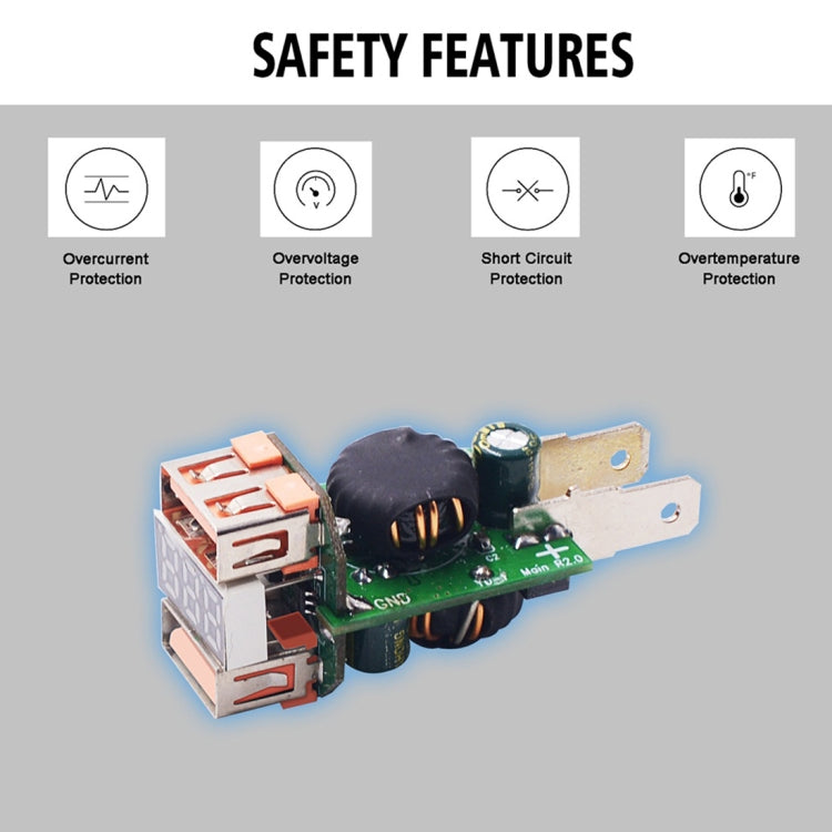 WUPP ZH-975A3 Motorcycle Aluminum Alloy Waterproof Mobile Phone Double QC3.0 Quick Charging Charger with Voltmeter