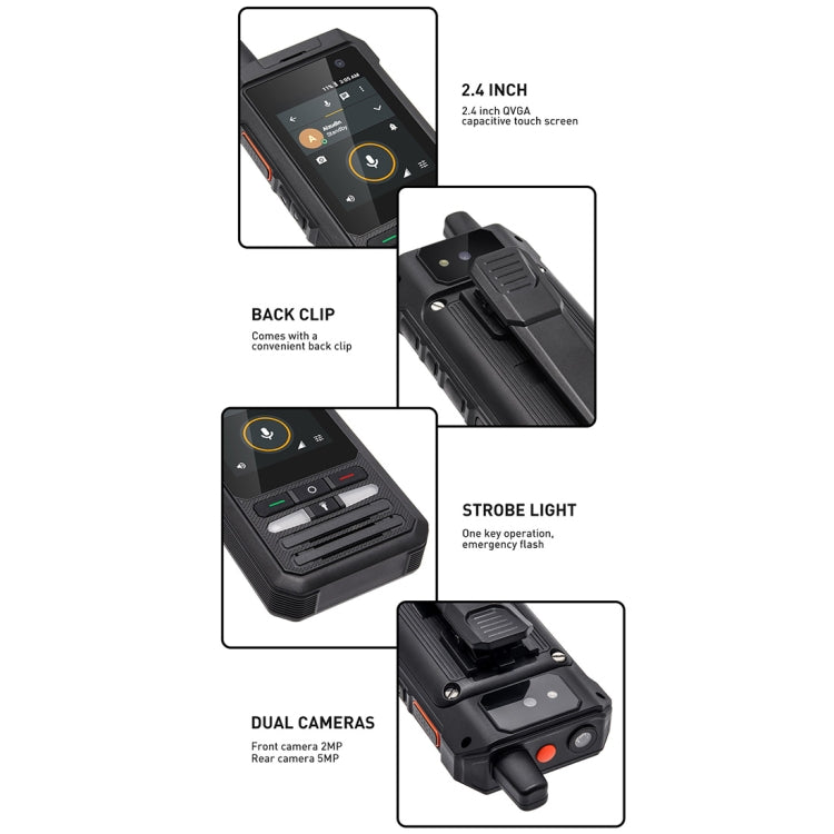 Waterproof Dustproof Shockproof, 5300mAh Battery, 2.4 inch Android 8.1 Qualcomm MSM8909 Quad Core up to 1.1GHz, Network: 4G, Dual SIM, PPT, SOS