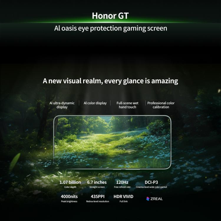 Honor GT, 12GB+256GB, In-screen Fingerprint, 6.7 inch MagicOS 9.0 Android 15.0 Snapdragon 8 Gen 3 Octa Core, Network: 5G, OTG, NFC