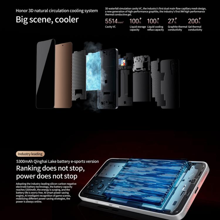 Honor GT, 12GB+512GB, In-screen Fingerprint, 6.7 inch MagicOS 9.0 Android 15.0 Snapdragon 8 Gen 3 Octa Core, Network: 5G, OTG, NFC