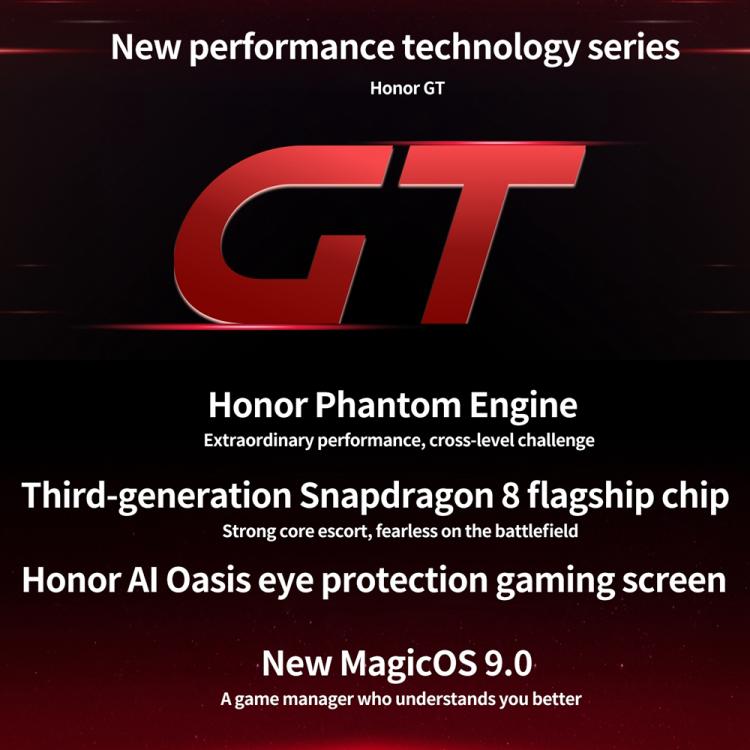 Honor GT, 16GB+512GB, In-screen Fingerprint, 6.7 inch MagicOS 9.0 Android 15.0 Snapdragon 8 Gen 3 Octa Core, Network: 5G, OTG, NFC
