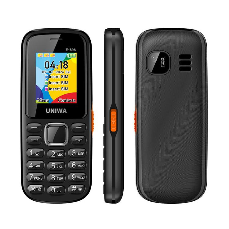 UNIWA E1808 Elder Keypad Phone, 1.77 inch SC6531E, LED Flashlight, 21 Keys, Network: 2G, Triple SIM, EU Plug