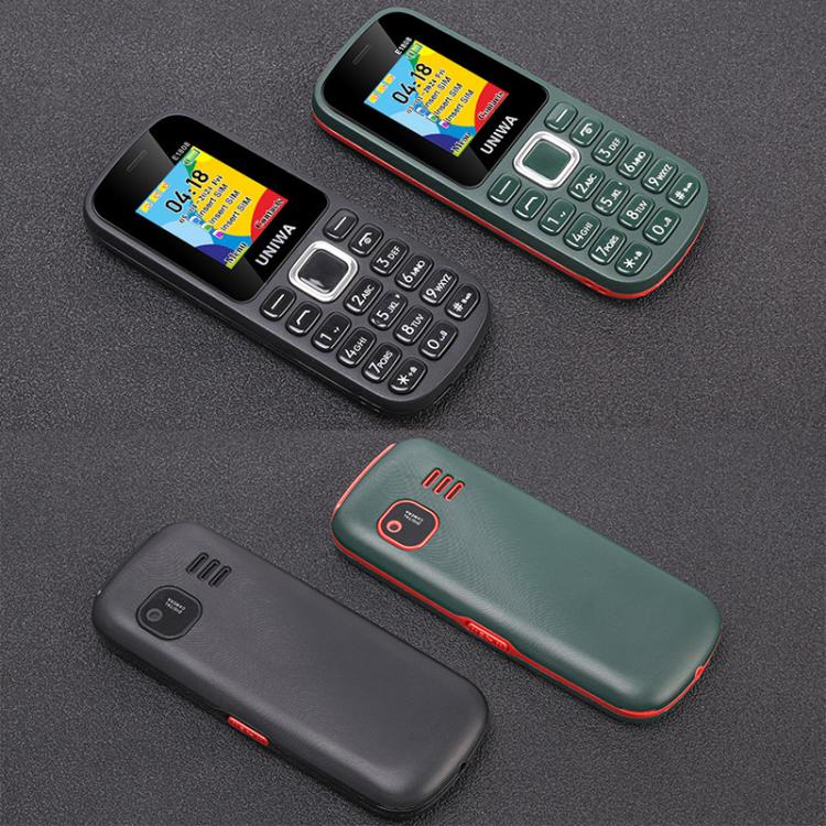 UNIWA E1808 Elder Keypad Phone, 1.77 inch SC6531E, LED Flashlight, 21 Keys, Network: 2G, Triple SIM, EU Plug