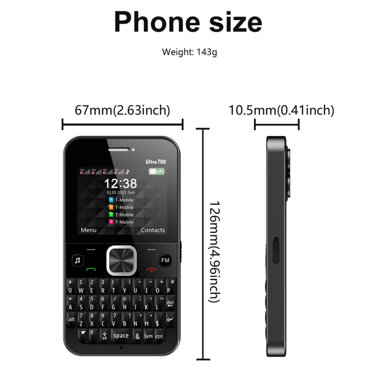 SERVO U700, 2.4 inch, MTK6261D, 58 Full Keyboards, Support Bluetooth, FM, NFC, Quick Dial, Flashlight, GSM, Quad SIM