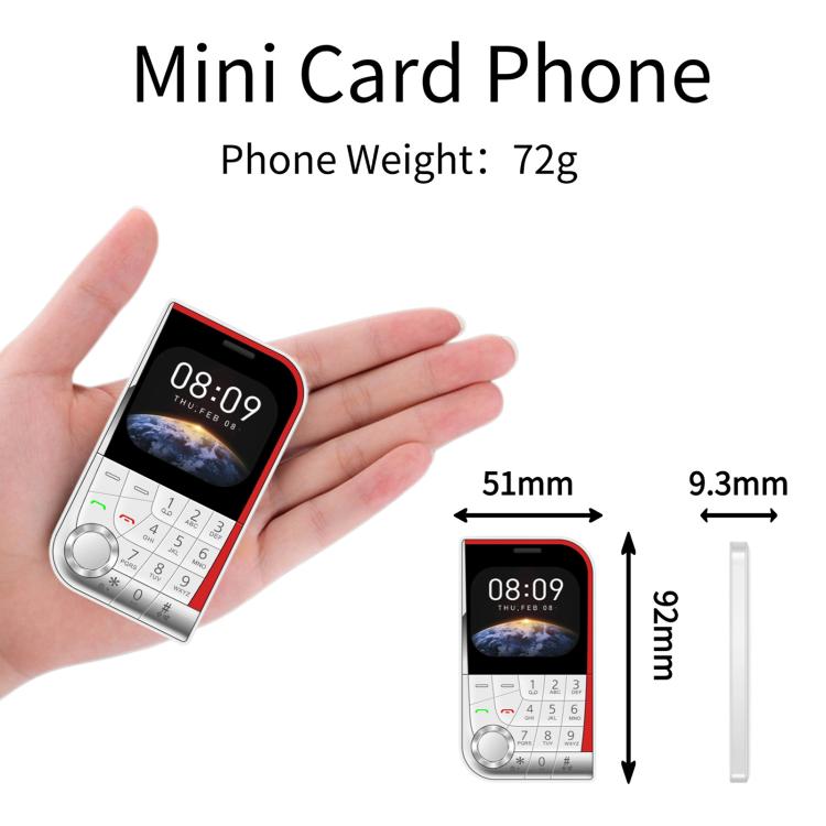 V10 Card Mobile Phone, 2.01 inch, MTK6261D, Support Bluetooth, FM, Torch, GSM, Dual SIM