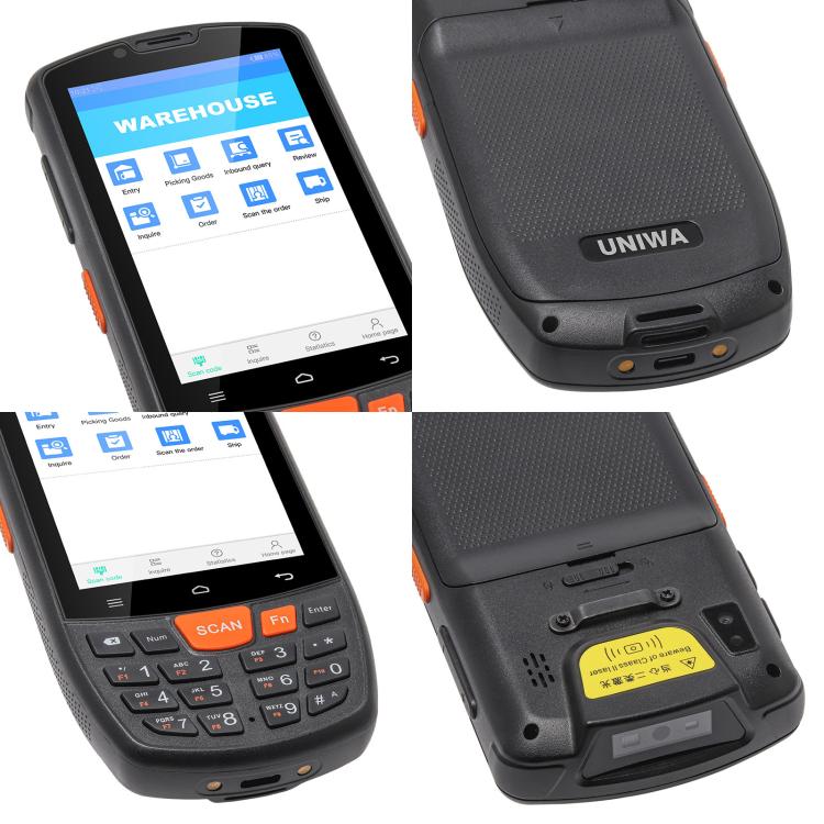 UNIWA HS006 Industrial PDA QR Code Scanner, 3GB+32GB, 4.0 inch Android 11 MediaTek MT6762 Octa Core, NFC, Network: 4G