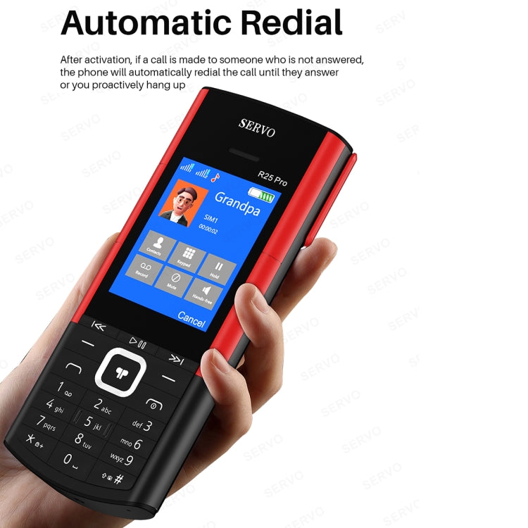 SERVO R25 Pro Mobile Phone with TWS Bluetooth Headsets, 2.4 inch, 24 Keys, Support Bluetooth, Quick Dial, Auto Response, FM, Flashlight, GSM, Dual SIM