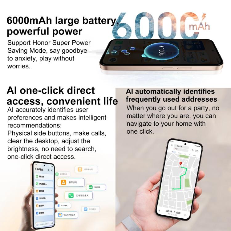 Honor Play 60m, 6GB+128GB, Side Fingerprint, 6.61 inch MagicOS 9.0 Dimensity 6300 Octa Core, Network: 5G, OTG