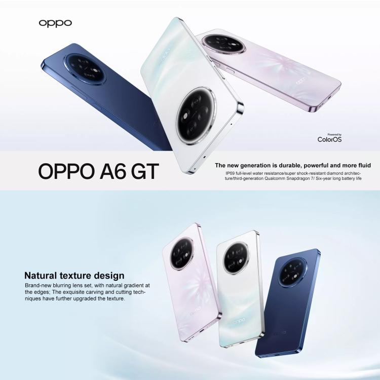 OPPO A6 GT, 12GB+512GB, Screen Fingerprint, 6.8 inch ColorOS 15.0 Android 15 Qualcomm Snapdragon 7 Gen 3 Octa Core, NFC,Network: 5G