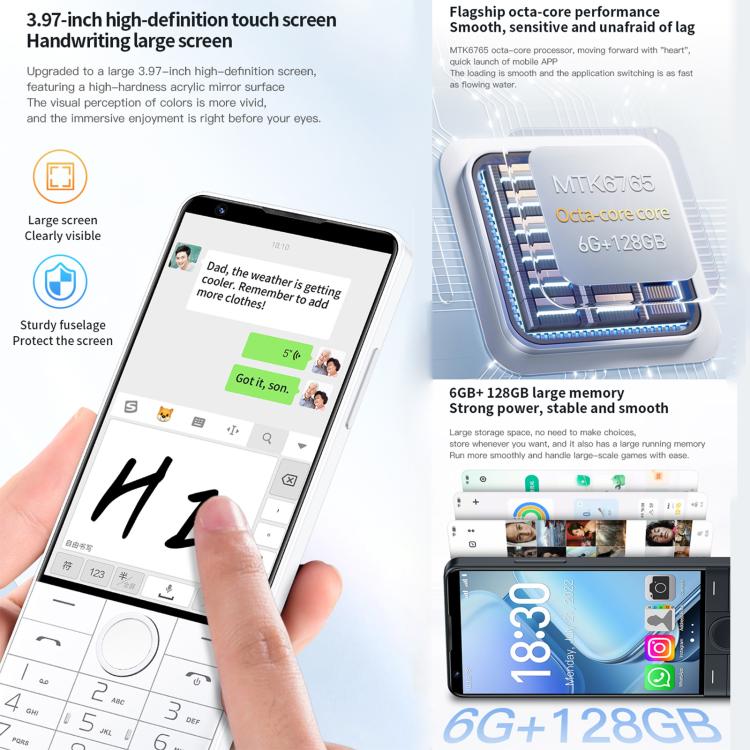 DOOV R70 Keypad Phone, 6GB+128GB, 4 inch Android 13 Mediatek MT6762 Octa Core, Network: 4G, Support Google Store, with Camera