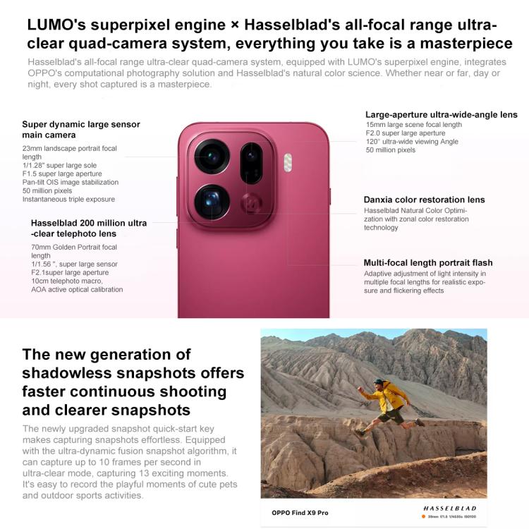 OPPO Find X9 Pro AI Phone, 12GB+256GB, Screen Fingerprint, 6.78 inch ColorOS 16.0 Dimensity 9500 Octa Core, NFC, OTG, Network: 5G