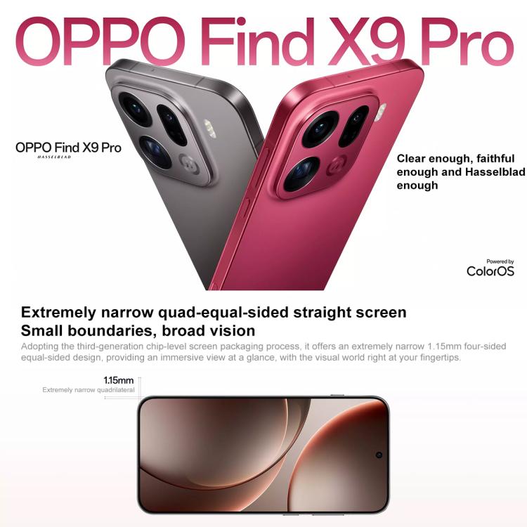 OPPO Find X9 Pro AI Phone, 12GB+512GB, Screen Fingerprint, 6.78 inch ColorOS 16.0 Dimensity 9500 Octa Core, NFC, OTG, Network: 5G