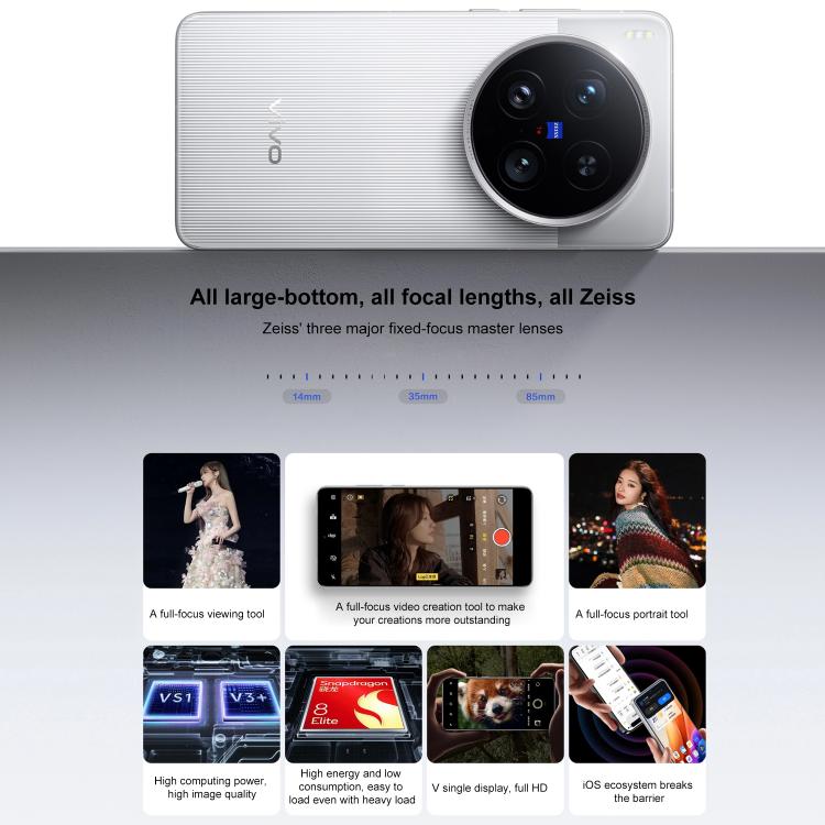 vivo X200 Ultra, 16GB+512GB, Face ID / 3D Ultrasonic Fingerprint, 6.82 inch OriginOS 5 / Android 15 Snapdragon 8 Elite Octa Core, OTG, NFC, Network: 5G, Support Google Play