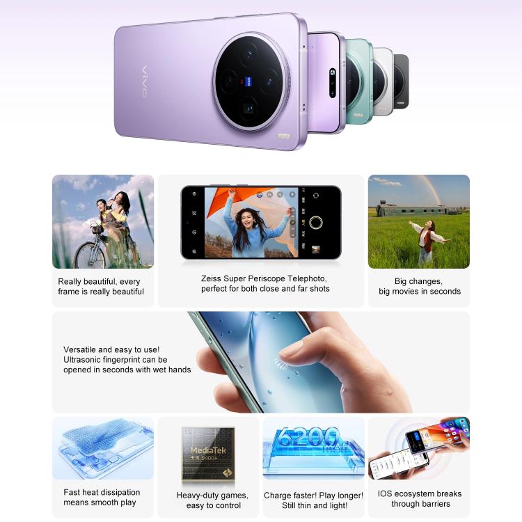 vivo X200s, 12GB+256GB, Face ID / 3D Ultrasonic Fingerprint, 6.67 inch OriginOS 5 / Android 15 Dimensity 9400+ Octa Core, OTG, NFC, Network: 5G, Support Google Play