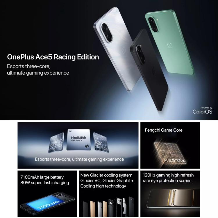 OnePlus Ace 5 Racing, 16GB+256GB, 6.83 inch ColorOS 15.0 MediaTek Dimensity 9400e Octa Core, NFC, Network: 5G