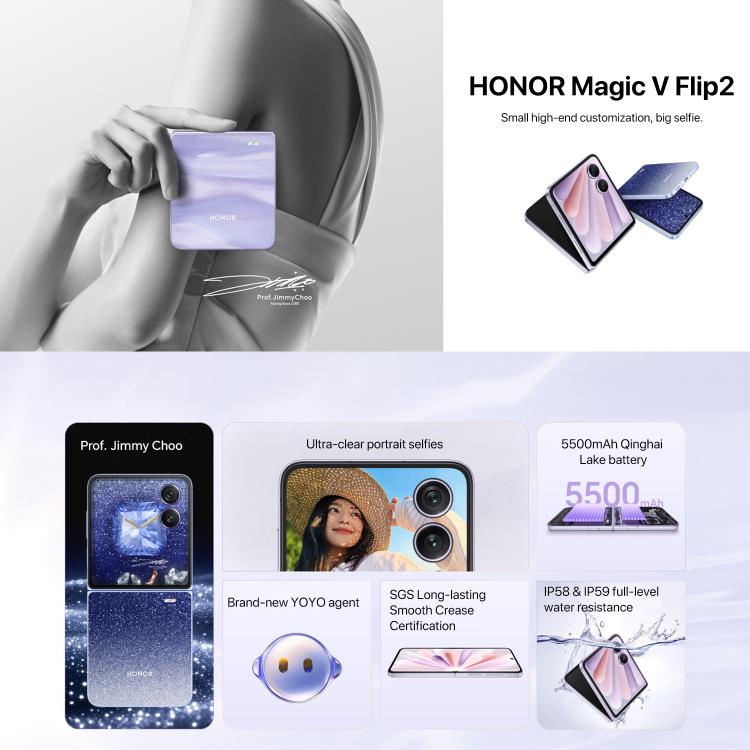 Honor Magic V Flip2, 12GB+256GB, 6.82 inch + 4.0 inch MagicOS 9.0.1  Android 15 Snapdragon 8 Gen 3 Octa Core, Network: 5G, NFC, OTG