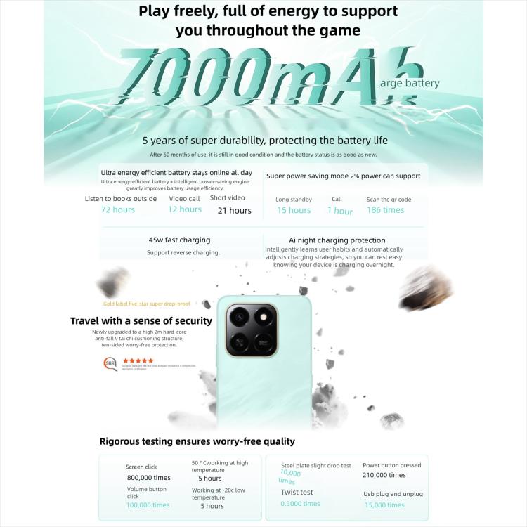 Honor Play10T, 8GB+256GB, Side Fingerprint, 6.8 inch Android 15 Magic OS 9.0 Snapdragon 6s Gen 3 Octa Core, Network: 5G