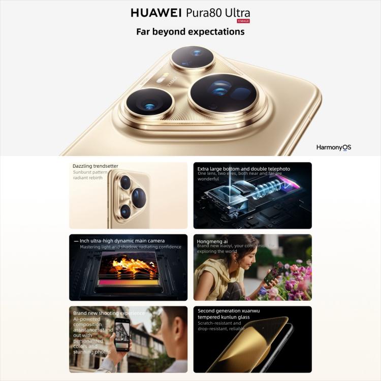 HUAWEI Pura 80 Ultra, 16GB+1TB, Side Fingerprint Identification, 6.8 inch HarmonyOS 5.1, NFC, OTG, Not Support Google Play