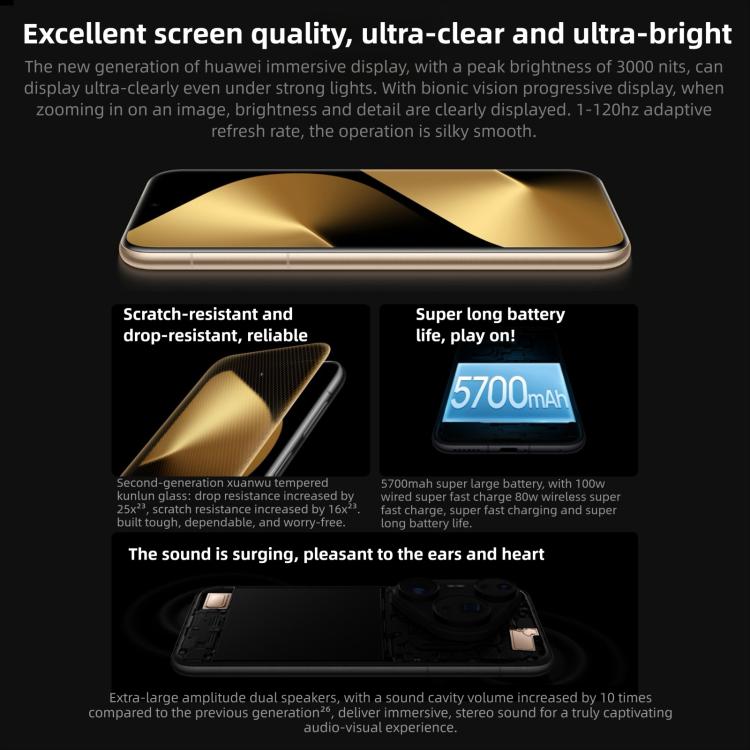 HUAWEI Pura 80 Ultra, 16GB+1TB, Side Fingerprint Identification, 6.8 inch HarmonyOS 5.1, NFC, OTG, Not Support Google Play