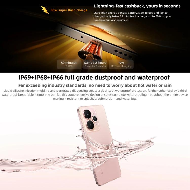 Realme 15,16GB+256GB, 6.77 inch Realme UI 6.0 Android 15 MediaTek Dimensity 7300+ Octa Core, NFC, Network: 5G