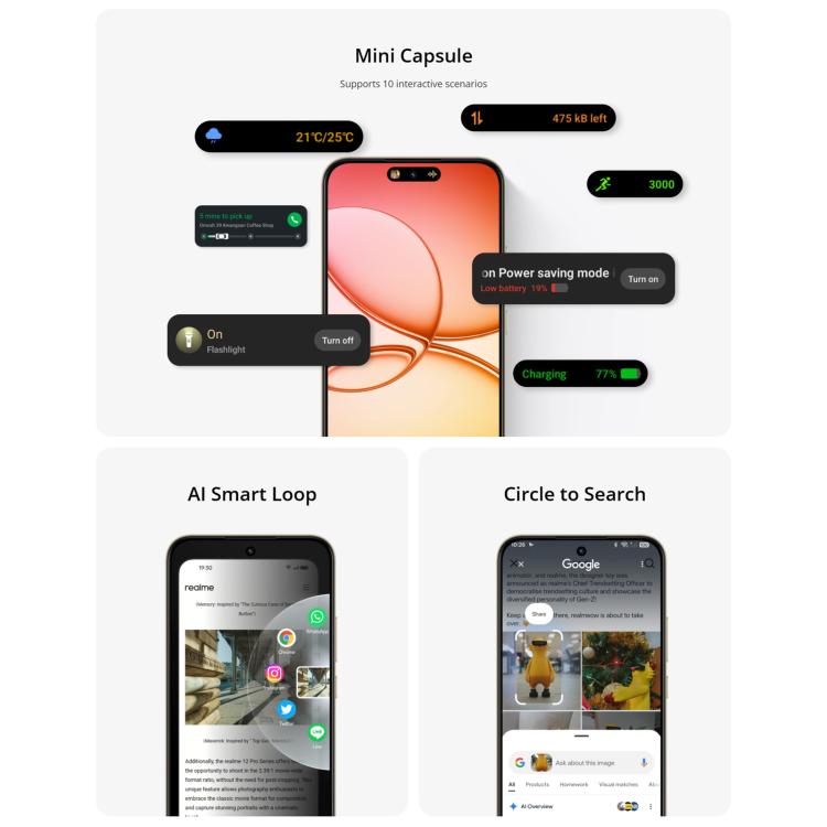 Realme 15T, 8GB+256GB, Screen Fingerprint Identification, 6.57 inch Realme UI 6.0 Android 15 MediaTek Dimensity 6400 Max Octa Core, NFC, Network: 5G