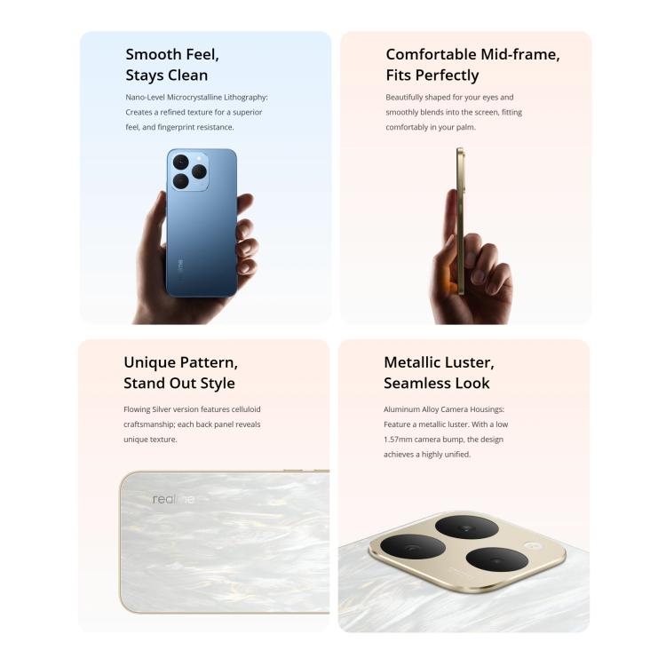 Realme 15T, 12GB+256GB, Screen Fingerprint Identification, 6.57 inch Realme UI 6.0 Android 15 MediaTek Dimensity 6400 Max Octa Core, NFC, Network: 5G