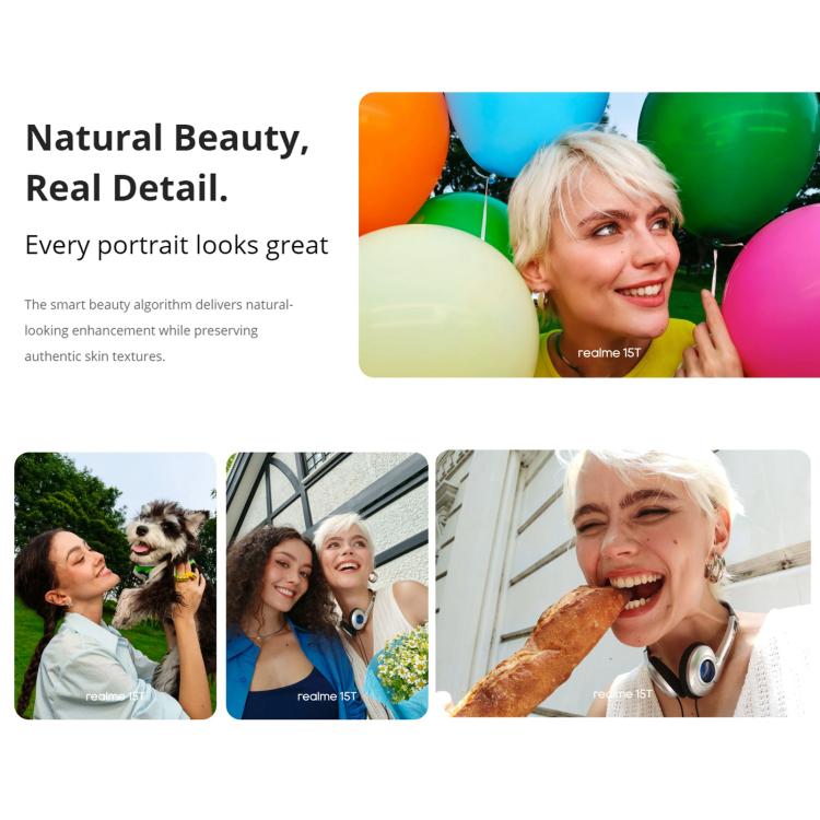 Realme 15T, 12GB+512GB, Screen Fingerprint Identification, 6.57 inch Realme UI 6.0 Android 15 MediaTek Dimensity 6400 Max Octa Core, NFC, Network: 5G
