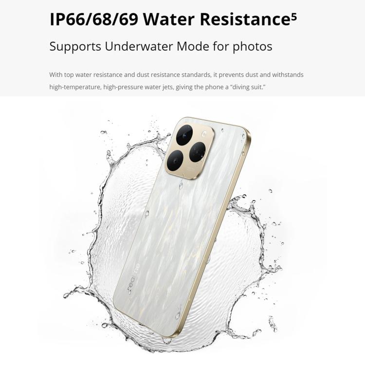 Realme 15T, 12GB+512GB, Screen Fingerprint Identification, 6.57 inch Realme UI 6.0 Android 15 MediaTek Dimensity 6400 Max Octa Core, NFC, Network: 5G