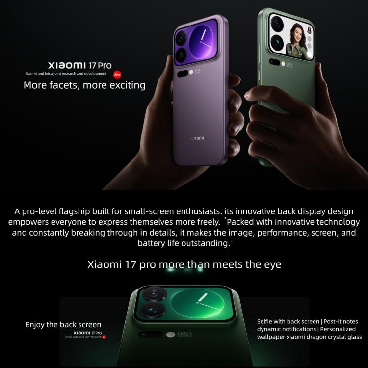 Xiaomi 17 Pro, 16GB+512GB, 3D Ultrasonic Fingerprint, 6.3 inch Xiaomi HyperOS 3 Snapdragon 8 Elite Gen 5 Octa Core, NFC, Network: 5G