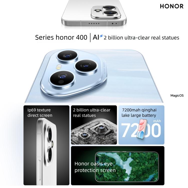 Honor 400, 12GB+512GB, Screen Fingerprint, 6.55 inch MagicOS 9.0 / Android 15 Snapdragon 7 Gen 4 Octa Core, Network: 5G, NFC, OTG