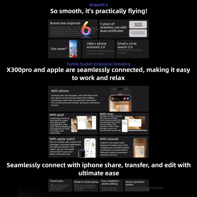 vivo X300 Pro, 16GB+512GB,  6.78 inch OriginOS 6 Android 16 Dimensity 9500 Octa Core, OTG, NFC, Network: 5G