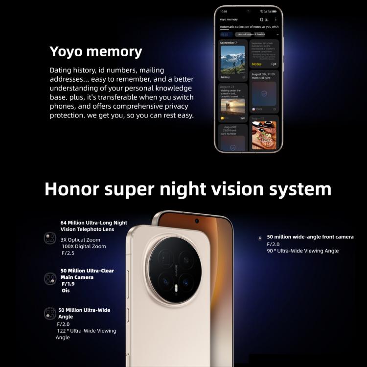 Honor Magic8 Pro, 12GB+512GB, Screen Fingerprint, 6.71 inch MagicOS 10.0 / Android 16 Snapdragon 8 Elite Gen 5 Octa Core, Network: 5G, NFC, OTG