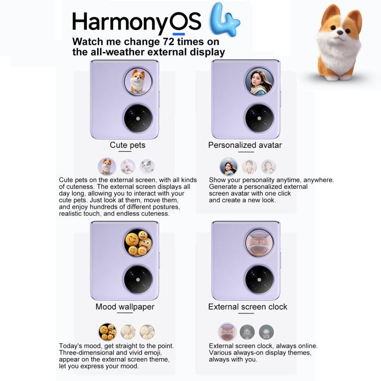 HUAWEI Pocket 2 Premium Edition, 12GB+256GB, 6.94 inch + 1.15 inch HarmonyOS 4.3 Octa Core, OTG, NFC, Not Support Google Play