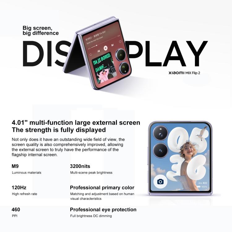 Xiaomi MIX Flip 2, 12GB+512GB, 6.86 inch + 4.01 inch Xiaomi HyperOS 2 Snapdragon 8 Elite Octa Core, NFC, Network: 5G