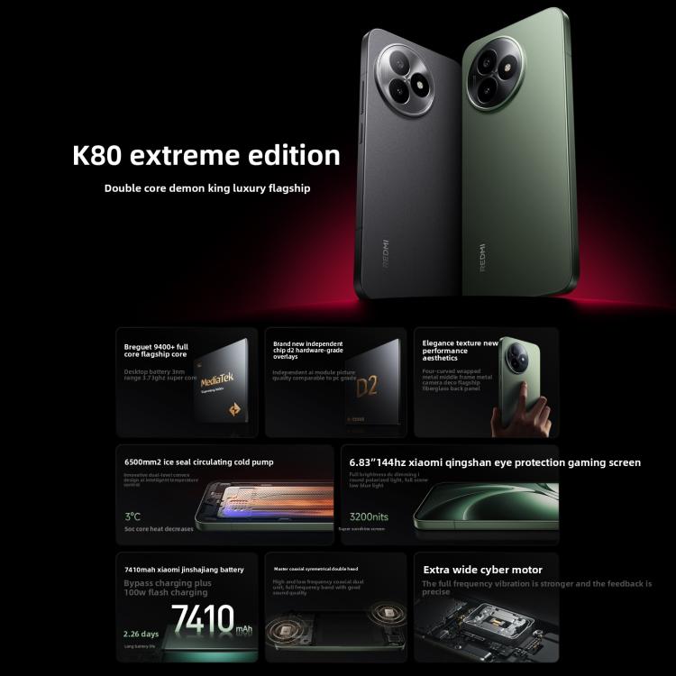 Xiaomi Redmi K80 Ultra, 16GB+1TB, 6.83 inch Xiaomi HyperOS 2 Dimensity 9400+ Octa Core, NFC, Network: 5G