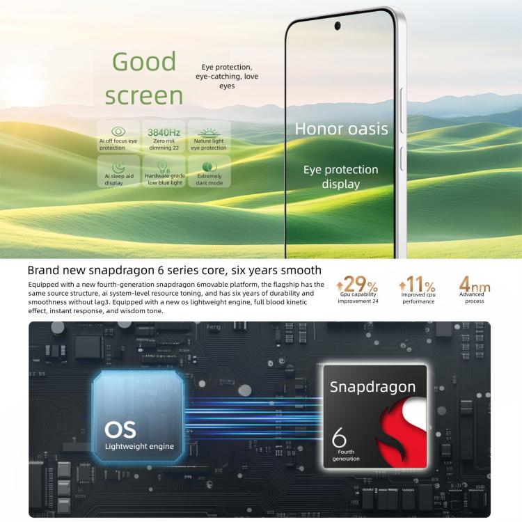 Honor X70, 12GB+512GB, Screen Fingerprint, 6.79 inch MagicOS 9.0 Snapdragon 6 Gen 4 Octa Core, Network: 5G, OTG, NFC, Support Google Play