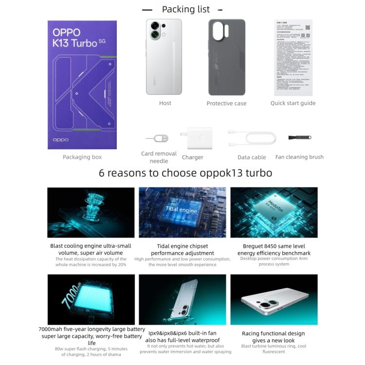 OPPO K13 Turbo, 12GB+256GB, Screen Fingerprint, 6.8 inch ColorOS 15.0 MediaTek Dimensity 8450 Octa Core, NFC, Network: 5G