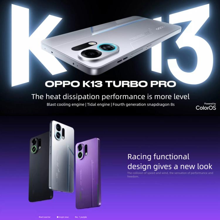OPPO K13 Turbo Pro 5G, 12GB+512GB, Screen Fingerprint, 6.8 inch ColorOS 15.0 Snapdragon 8s Gen 4 Octa Core, NFC, OTG, Network: 5G