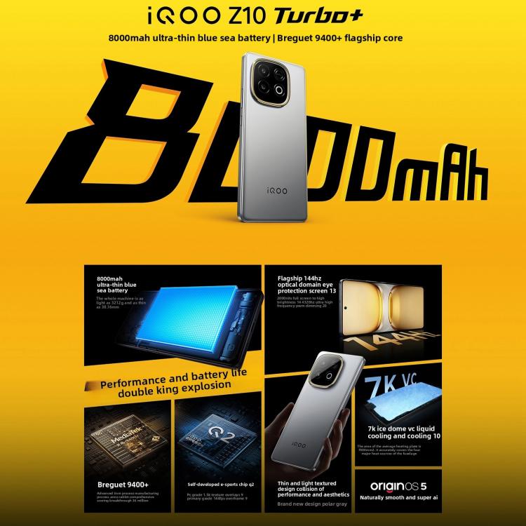 vivo iQOO Z10 Turbo+, 16GB+256GB, Screen Fingerprint, 6.78 inch Android 15 OriginOS 5 Snapdragon 8 Elite Octa Core, OTG, NFC, Network: 5G, Support Google Play