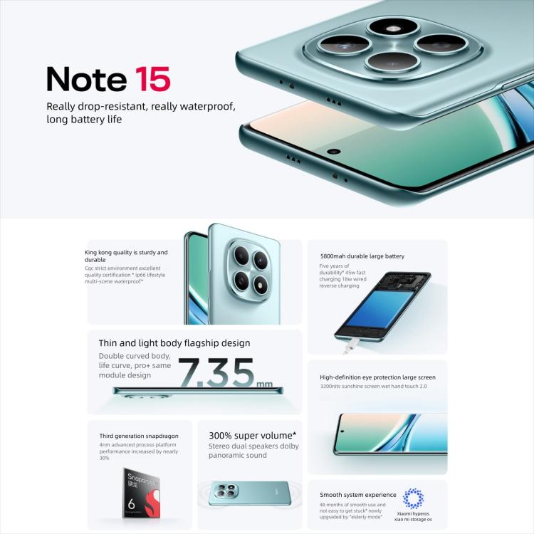 Xiaomi Redmi Note 15 5G, 6GB+128GB, 6.77 inch Xiaomi HyperOS 2 Snapdragon 6 Gen 3 Octa Core, Network: 5G