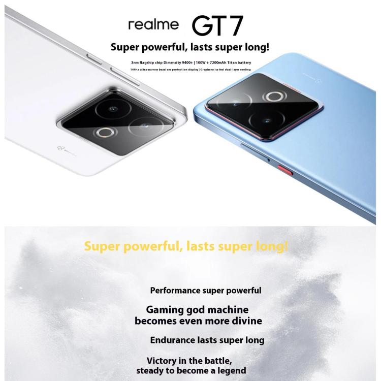Realme GT7, 16GB+512GB, 6.8 inch Android 15 / Realme UI 6.0 MediaTek Dimensity 9400+ Octa Core, NFC, Network: 5G, Support Google Play