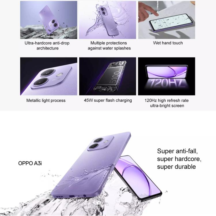 OPPO A3i 5G, 8GB+256GB, Side Fingerprint, 6.67 inch ColorOS 14.0 Dimensity 6300 Octa Core, Network: 5G