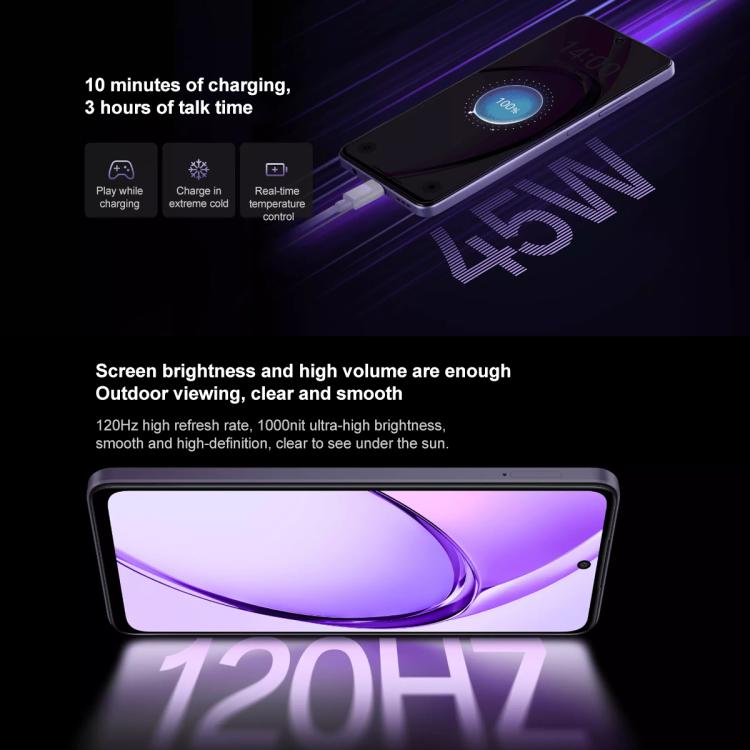 OPPO A3i 5G, 12GB+256GB, Side Fingerprint, 6.67 inch ColorOS 14.0 Dimensity 6300 Octa Core, Network: 5G